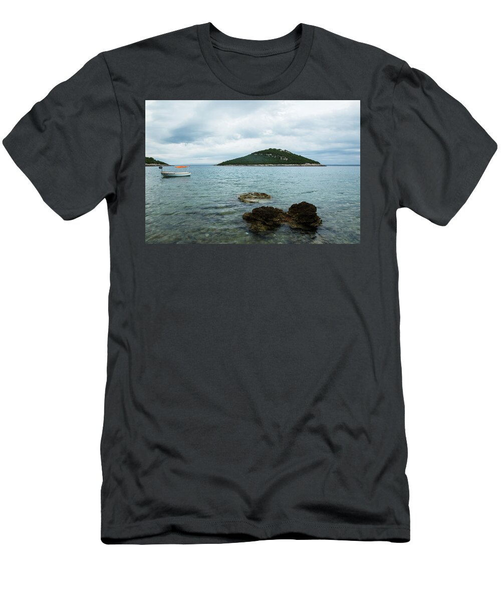 Losinj T-Shirt featuring the photograph Cunski beach and coastline, Losinj Island, Croatia #1 by Ian Middleton