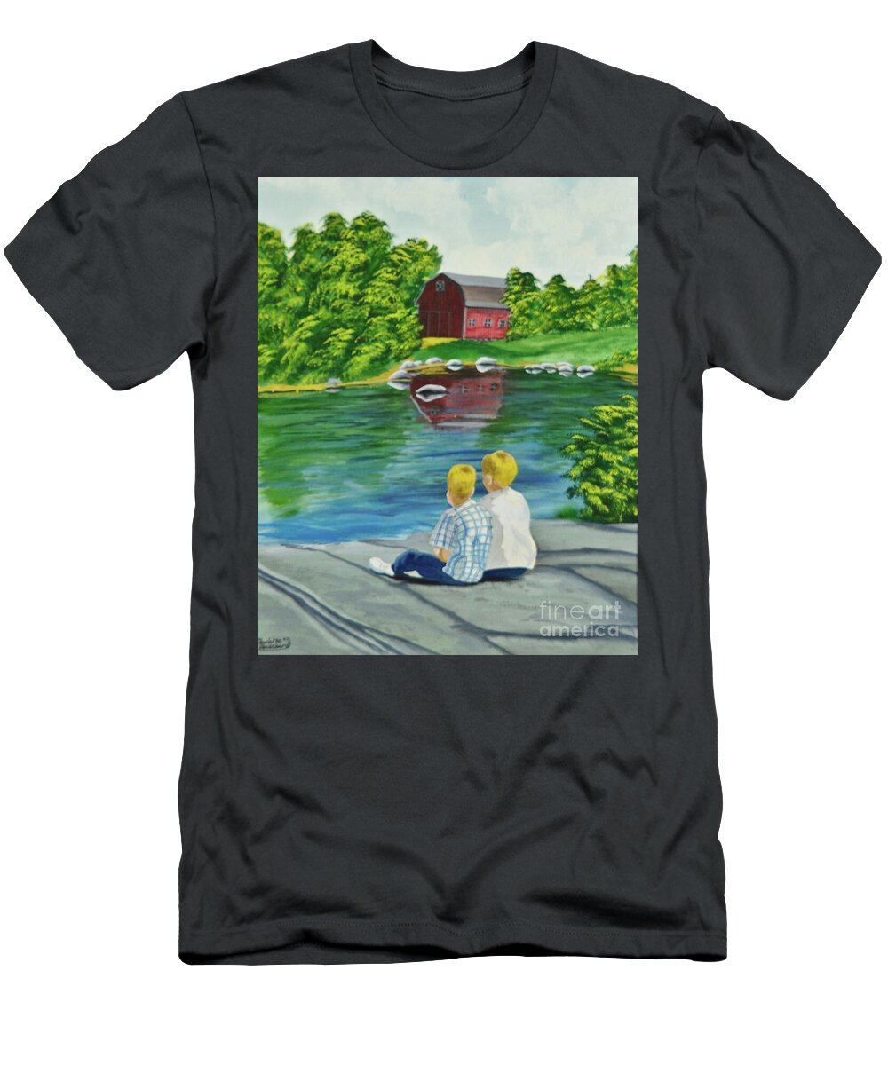 Boys T-Shirt featuring the painting Enjoying A Country Day by Charlotte Blanchard