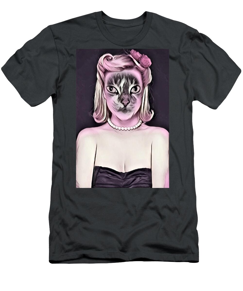 Digital Art T-Shirt featuring the digital art Fantasy Cat Art 8 #1 by Artful Oasis