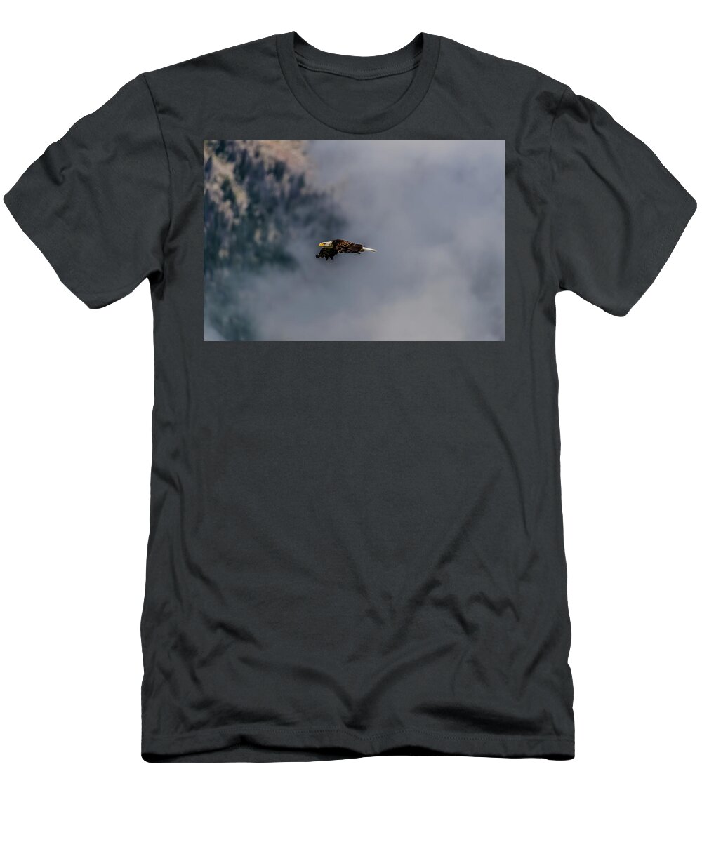 America Bald Eagle T-Shirt featuring the photograph Fly Like An Eagle #1 by Yeates Photography