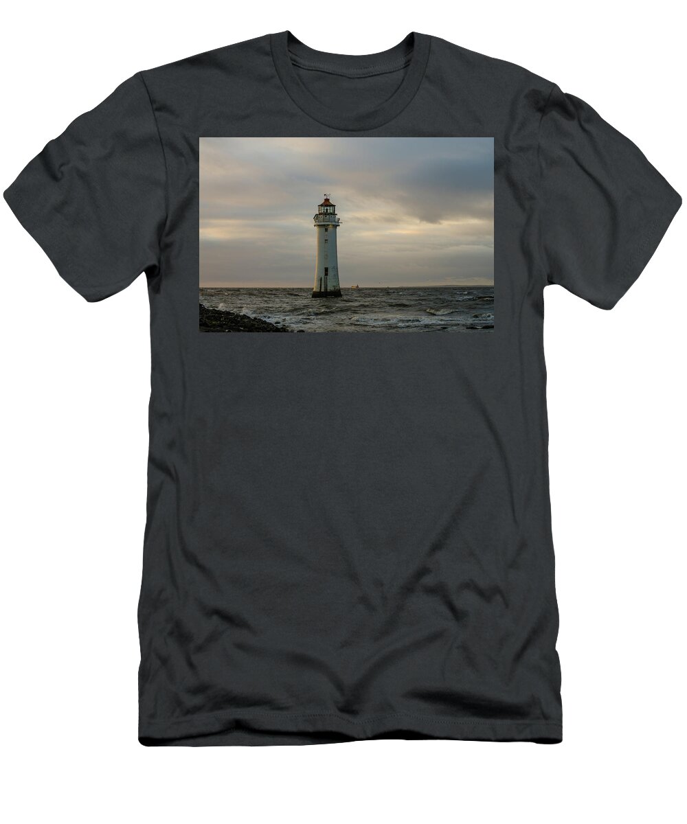Beach T-Shirt featuring the photograph Fort Perch Lighthouse Sunset #1 by Spikey Mouse Photography