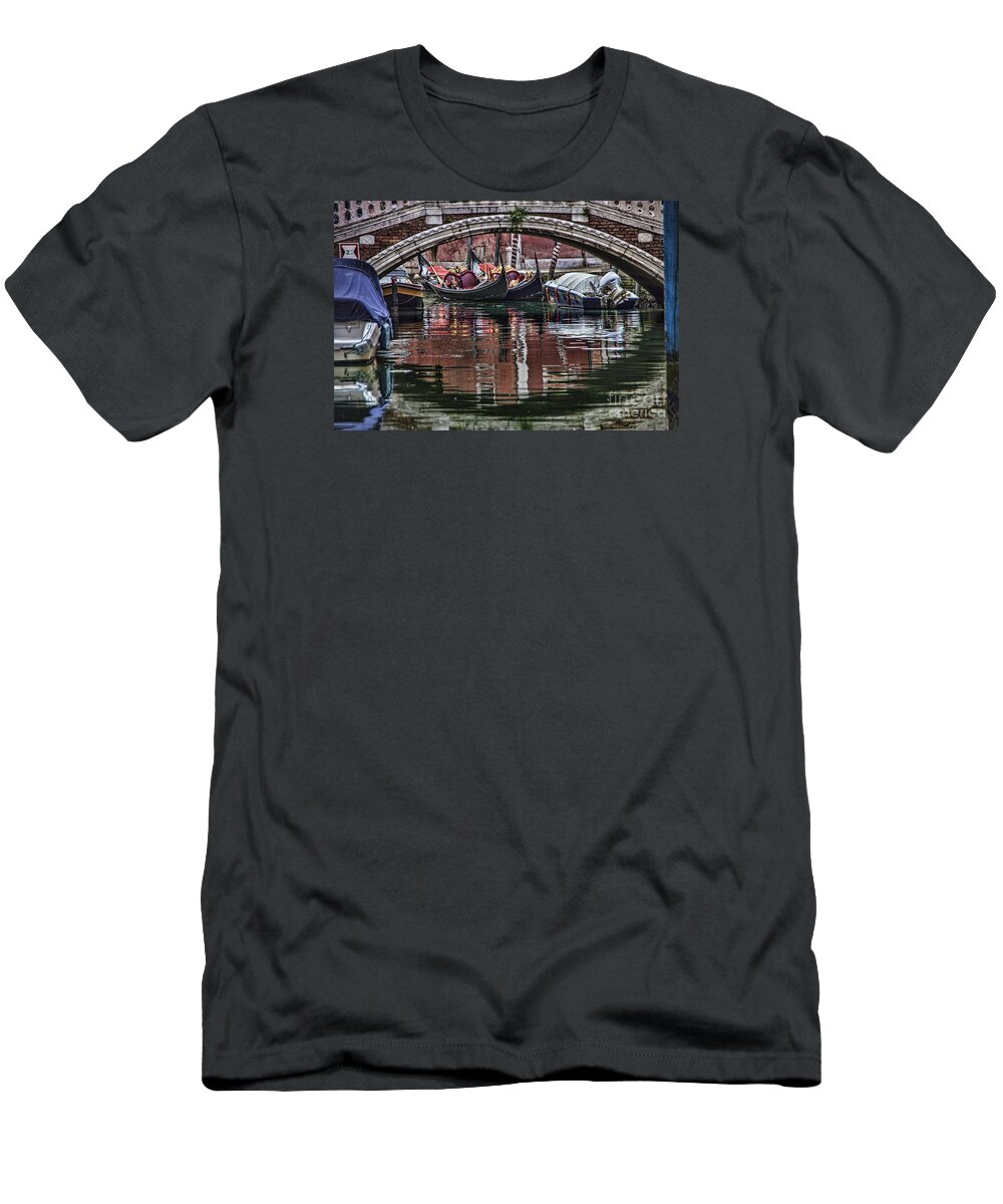 Venice T-Shirt featuring the photograph Framed Gondolas #2 by Shirley Mangini