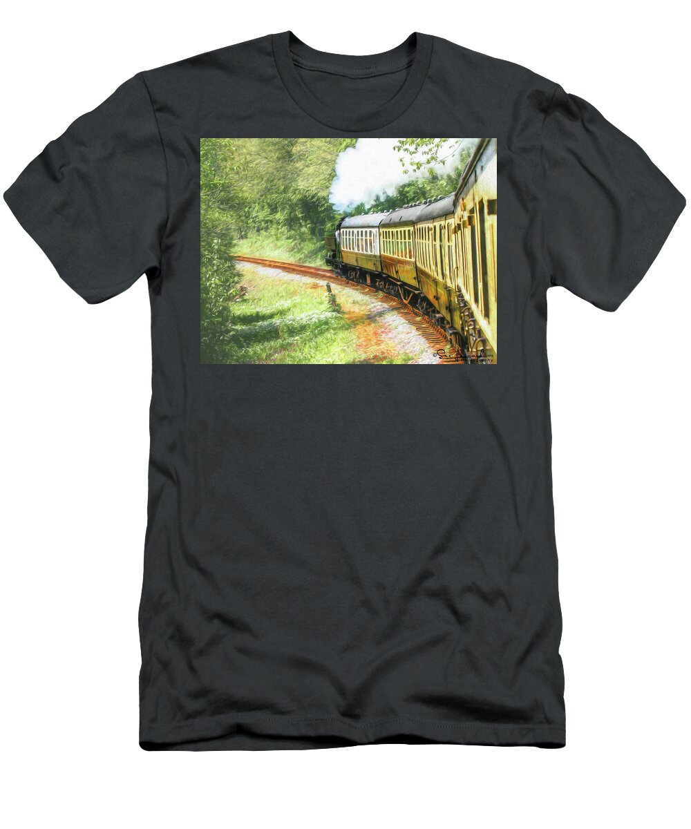 Devon T-Shirt featuring the photograph Painted effect - Full steam ahead by Sue Leonard