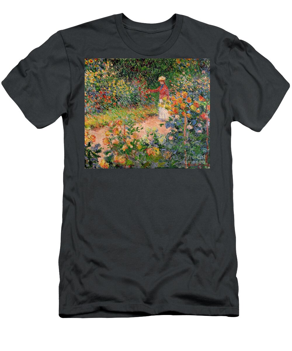 Garden T-Shirt featuring the painting Garden at Giverny by Claude Monet
