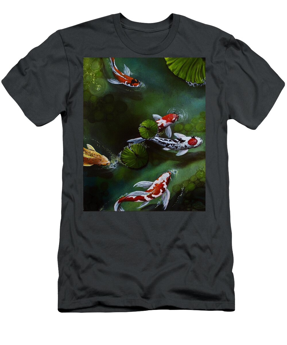 Koi T-Shirt featuring the painting Gathering in Light #1 by Vivian Casey Fine Art