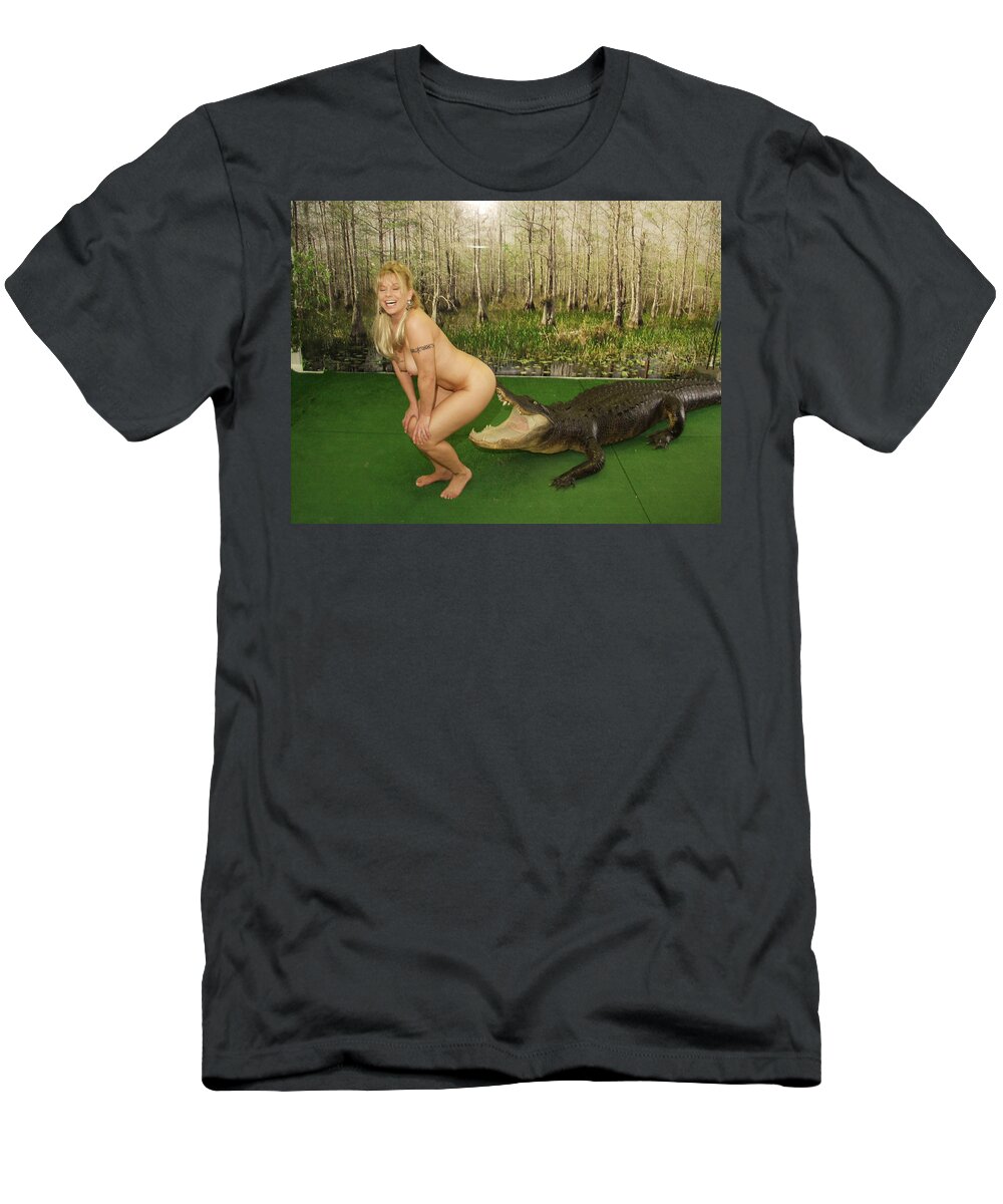 Www.naturesexoticbeauty.com T-Shirt featuring the photograph Gator Bites #1 by Lucky Cole