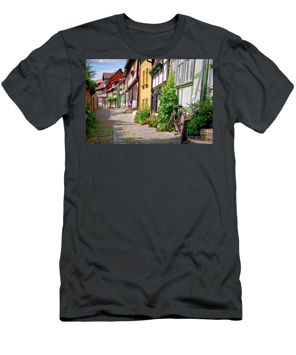 Quedlinburg T-Shirt featuring the photograph German old village Quedlinburg by Heiko Koehrer-Wagner