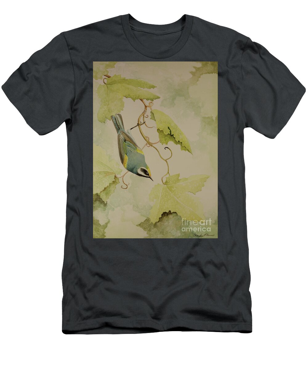 Warbler T-Shirt featuring the painting Golden-winged Warbler #1 by Charles Owens