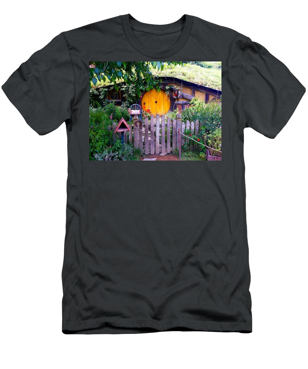 Hobbit's Front Gate T-Shirt featuring the photograph Hobbit's Front Gate by Kathy Kelly