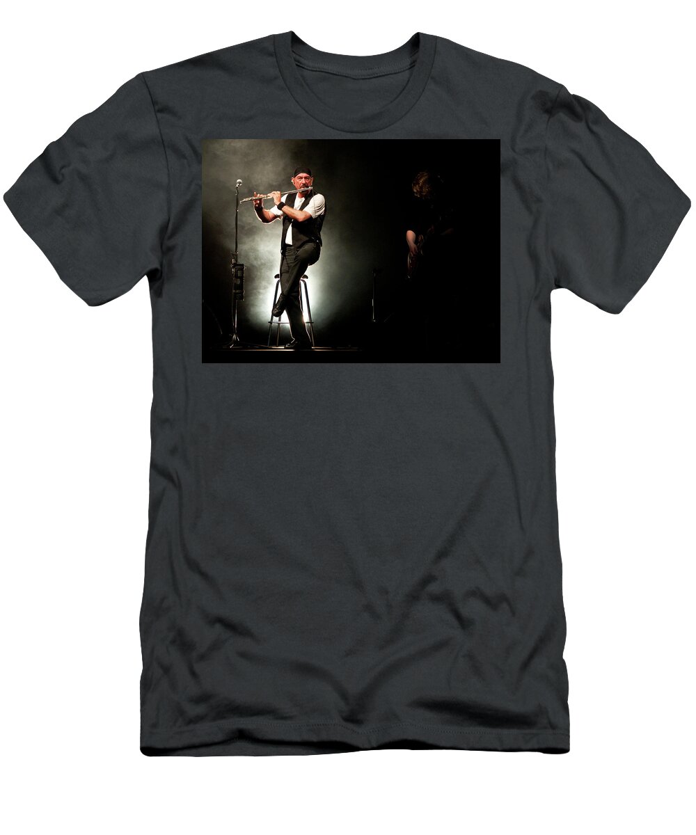 Juthro Tull T-Shirt featuring the photograph Ian Anderson of Juthro Tull live concert by Michalakis Ppalis