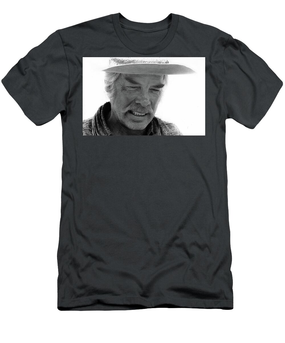 Lee Marvin Monte Walsh Set Old Tucson Arizona 1969 T-Shirt featuring the photograph Lee Marvin Monte Walsh Set Old Tucson Arizona 1969 #1 by David Lee Guss