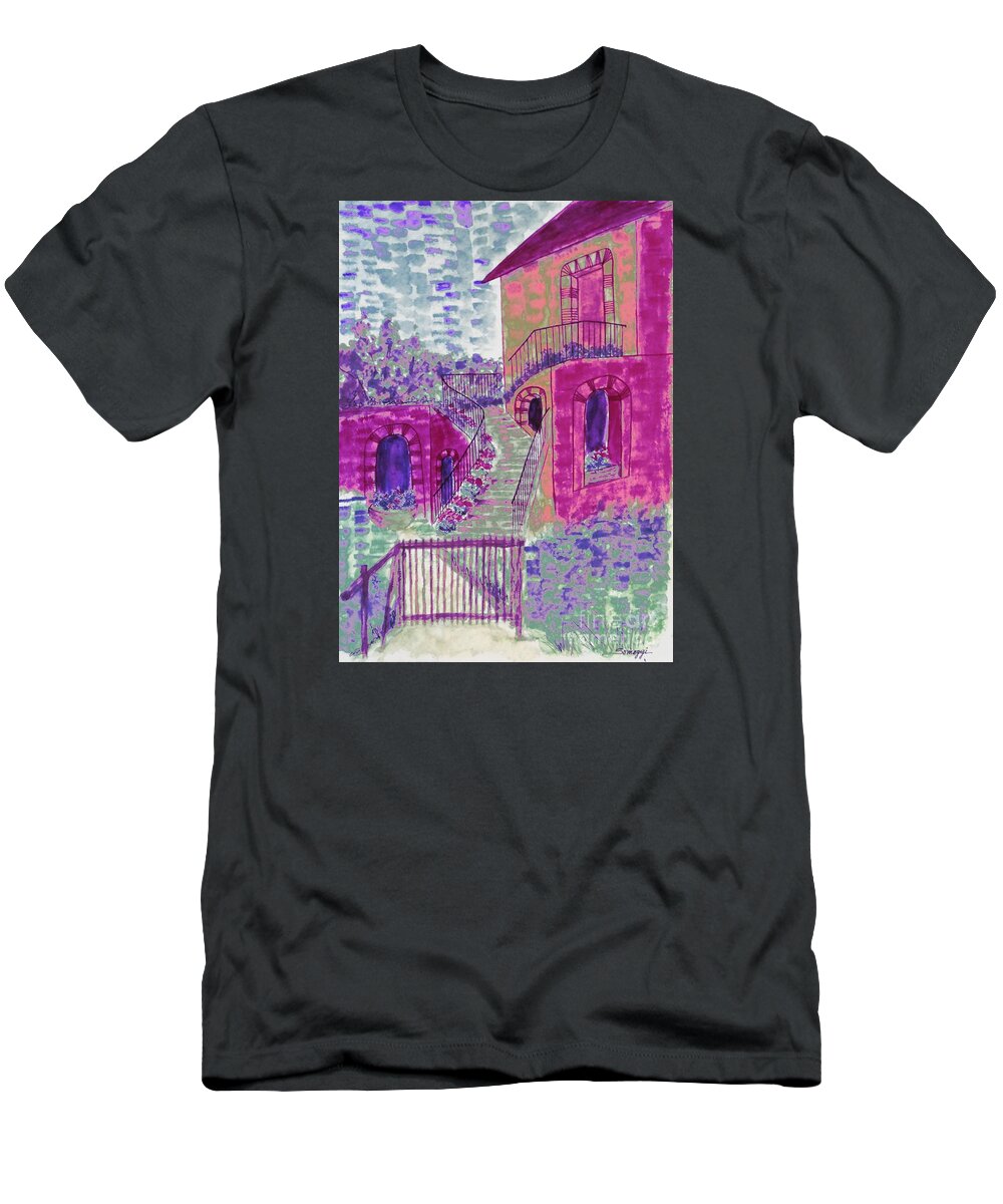 Abstract House T-Shirt featuring the painting Let Them Eat Grape Cake by Jayne Somogy