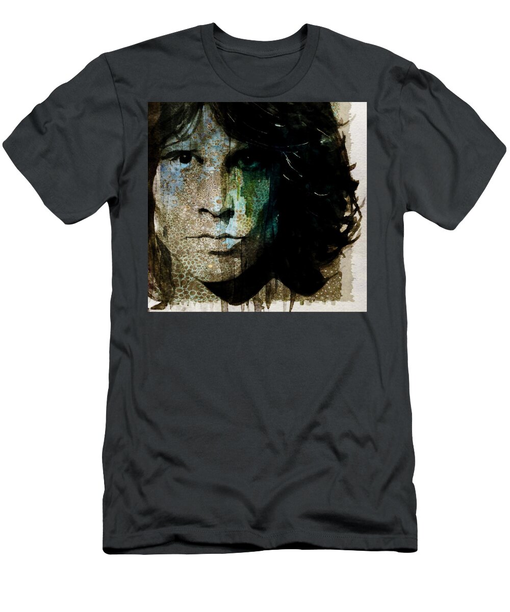 Jim Morrison T-Shirt featuring the mixed media Lizard King / Jim Morrison by Paul Lovering
