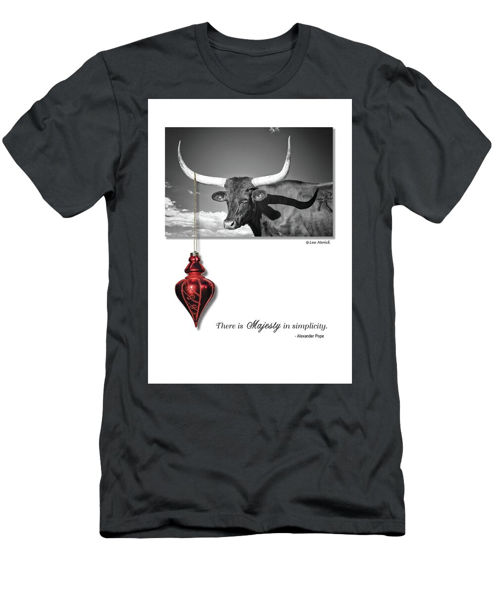 Longhorn Steer T-Shirt featuring the photograph Majesty in simplicity #1 by Lou Novick