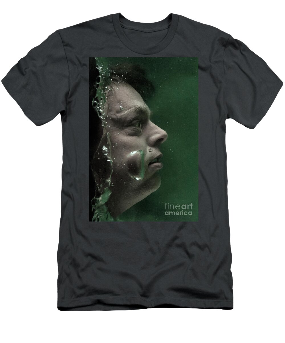 Man T-Shirt featuring the photograph Man underwater two by Clayton Bastiani