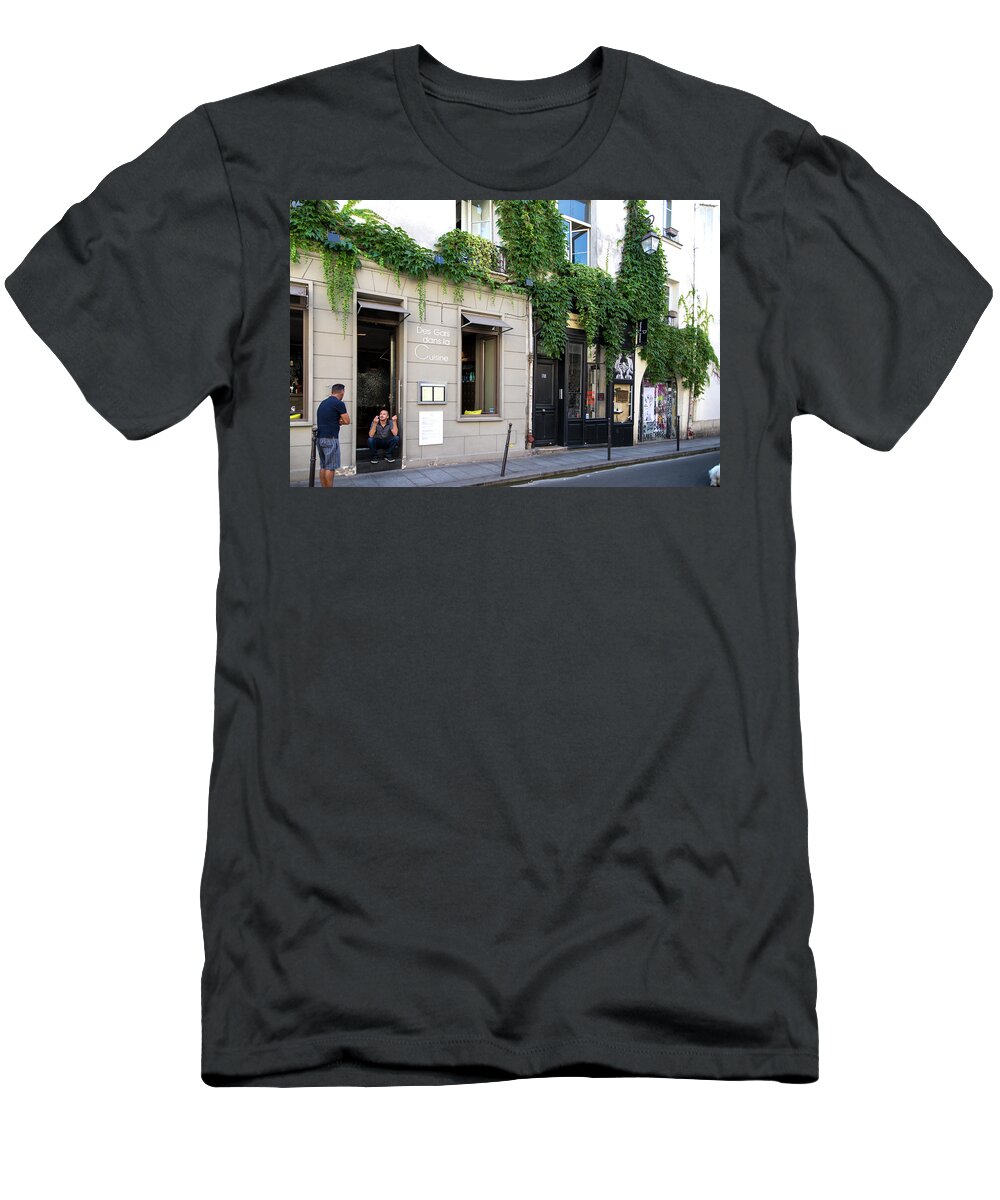 Europe T-Shirt featuring the digital art Marais Paris Street Scenes #1 by Carol Ailles