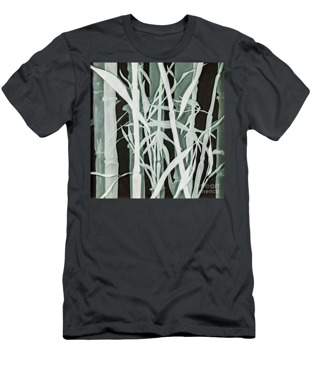Carved Glass T-Shirt featuring the glass art Midnight Bamboo by Alone Larsen
