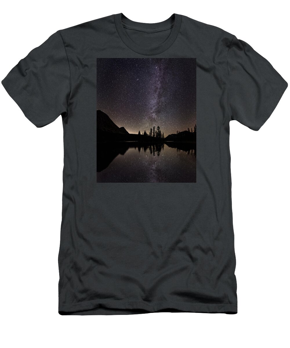Mirror Lake T-Shirt featuring the photograph Mirror Lake Milky Way by Michael Ash