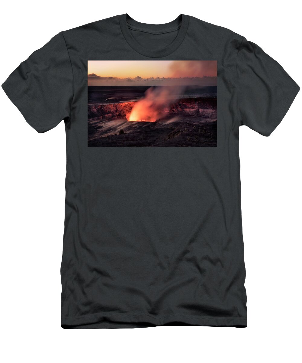 Halemaumau Crater T-Shirt featuring the photograph Morning Eruption by Nicki Frates