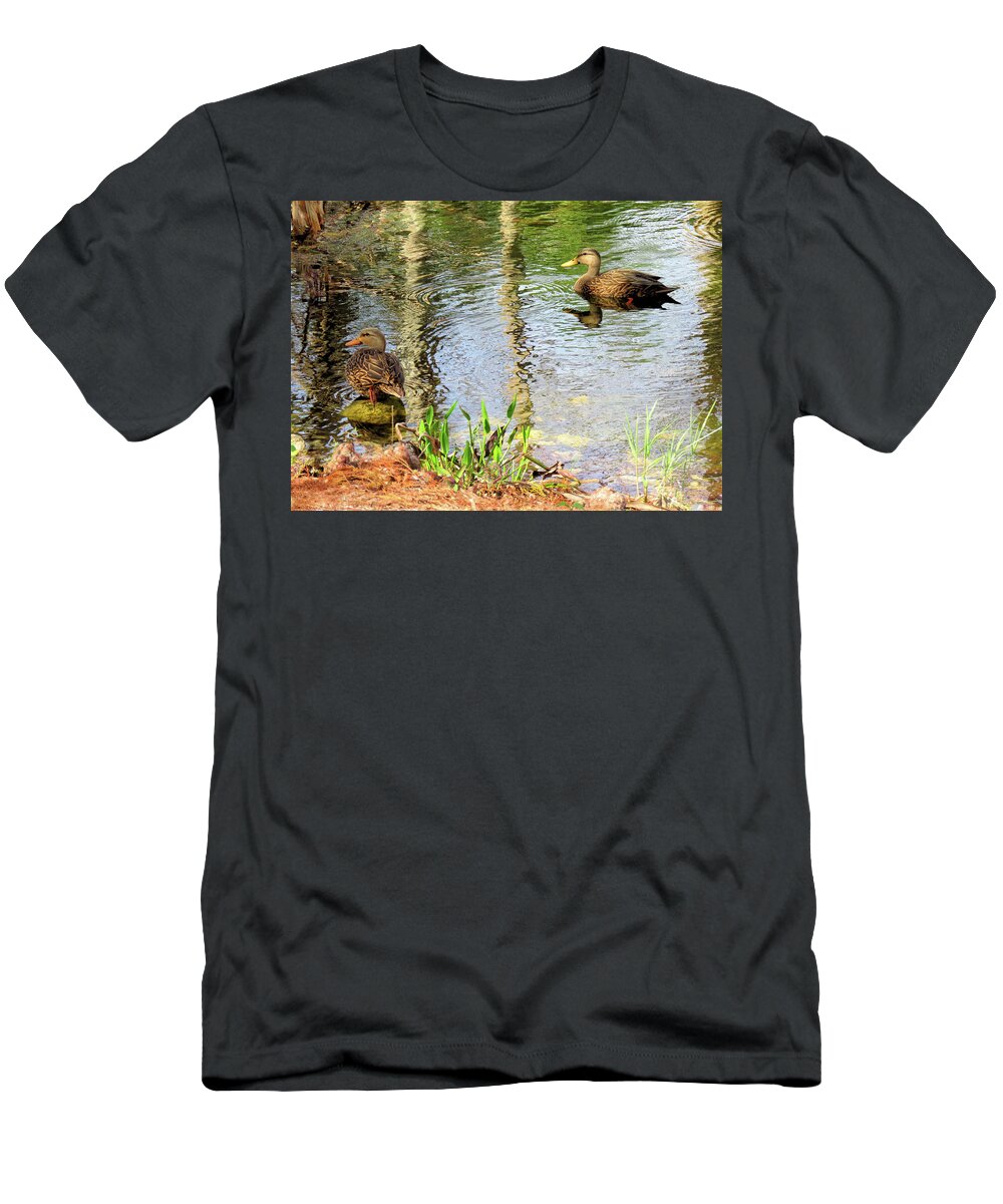 Duck T-Shirt featuring the photograph Mottled Duck Pair #3 by Rosalie Scanlon