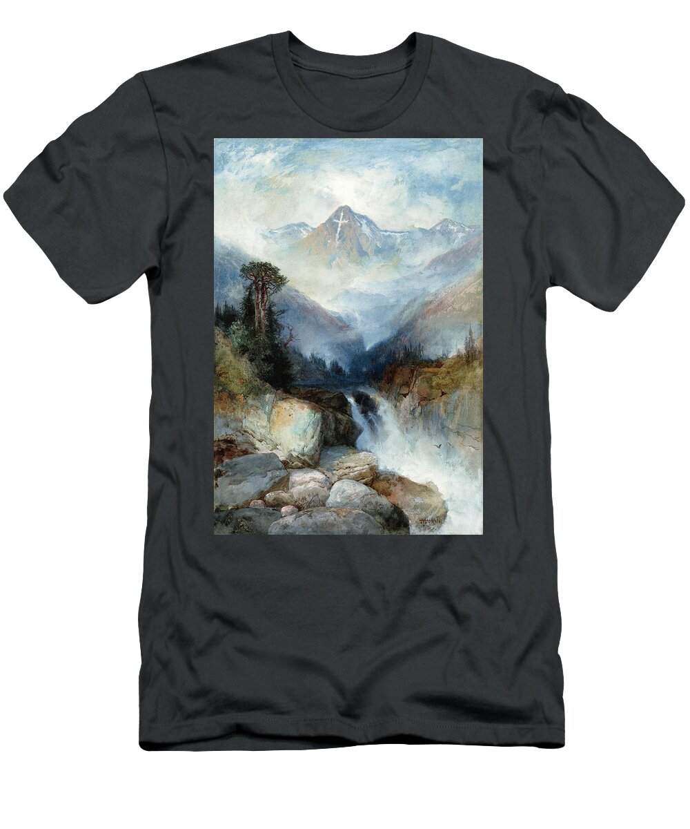 Thomas Moran T-Shirt featuring the painting Mountain of the Holy Cross #1 by Thomas Moran