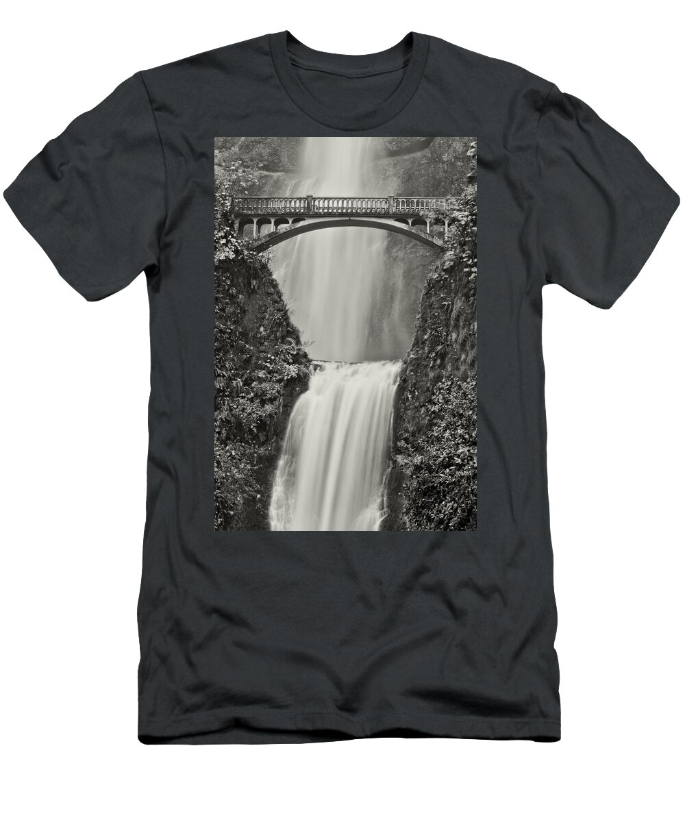  T-Shirt featuring the photograph Multnomah Falls Upclose #1 by Don Schwartz