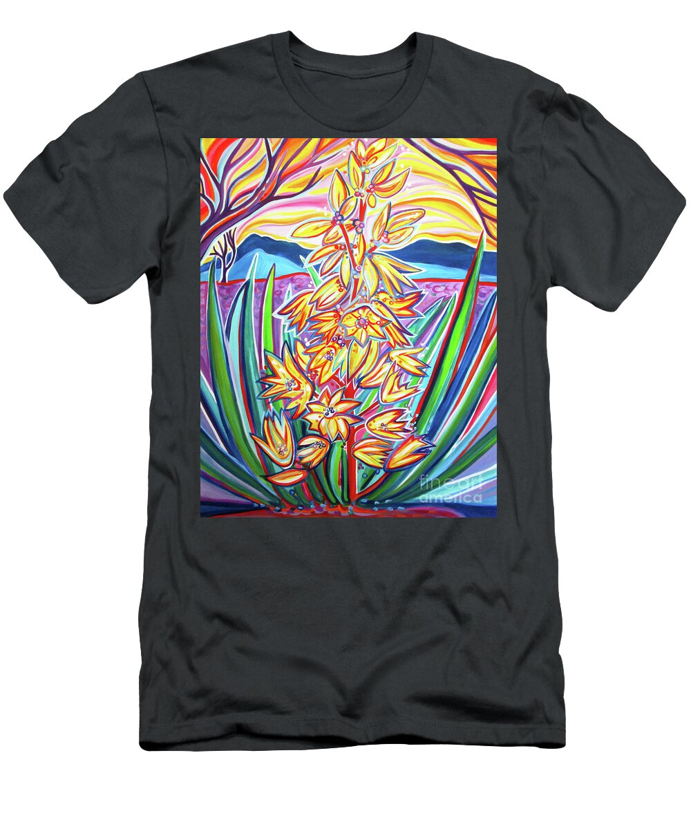 Yucca T-Shirt featuring the painting Solitary Yucca by Rachel Houseman