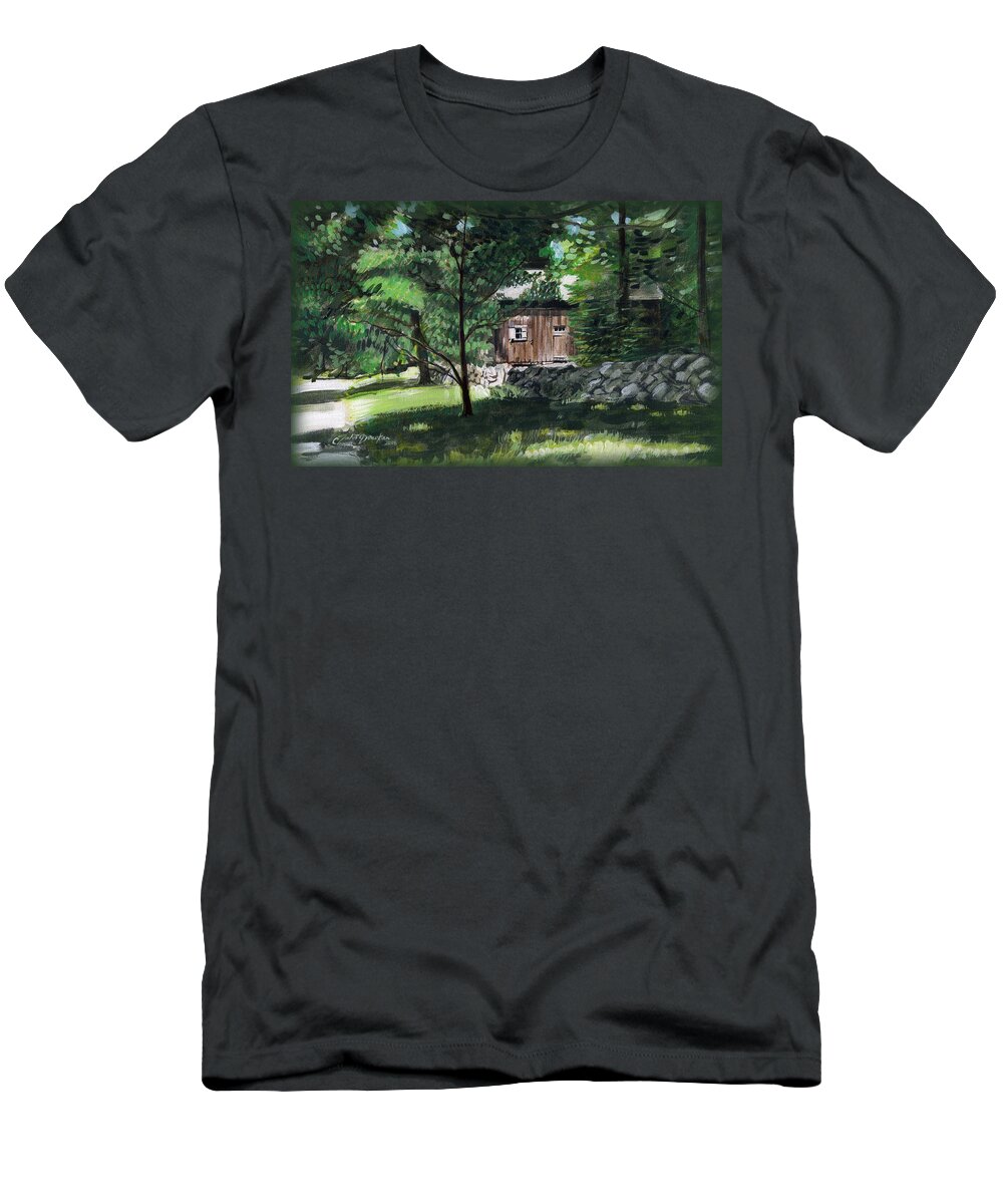 Deecken T-Shirt featuring the painting Old Redding Road, Aspetuck by John Deecken
