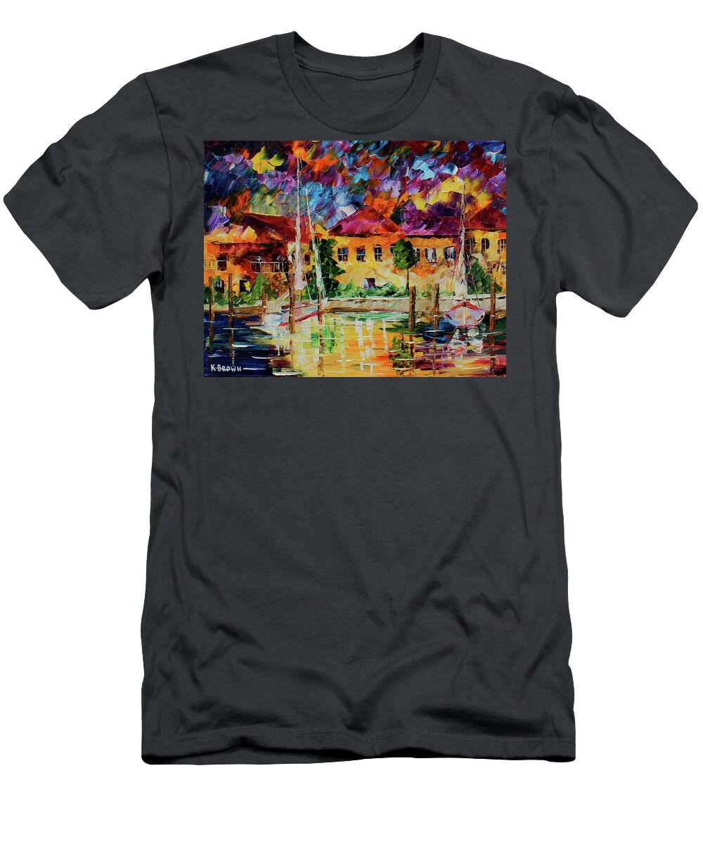 Caribbean House T-Shirt featuring the painting On the Intercoastal #1 by Kevin Brown