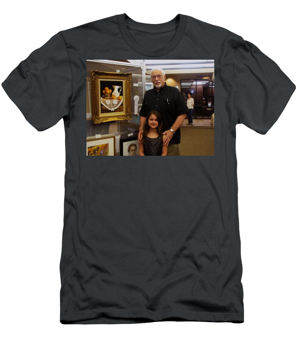 Two Artists. Papa & Ali T-Shirt featuring the painting Orange you sweet #2 by Gene Gregory