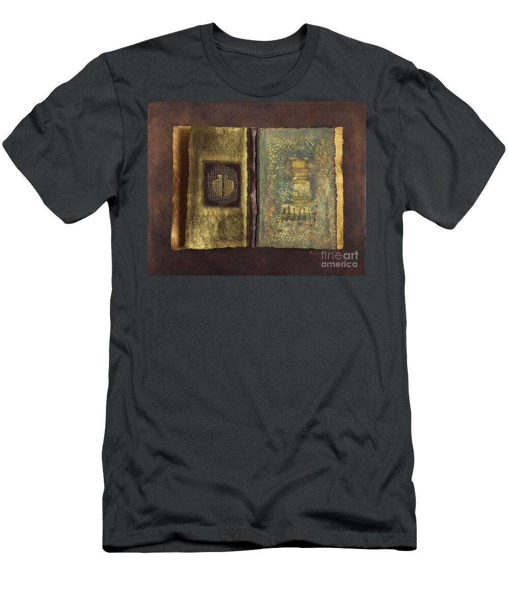 Artist-book T-Shirt featuring the mixed media Page Format No 1 Transitional Series #1 by Kerryn Madsen-Pietsch