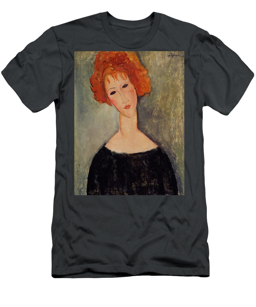 Amedeo Modigliani T-Shirt featuring the painting Red Head #1 by Amedeo Modigliani
