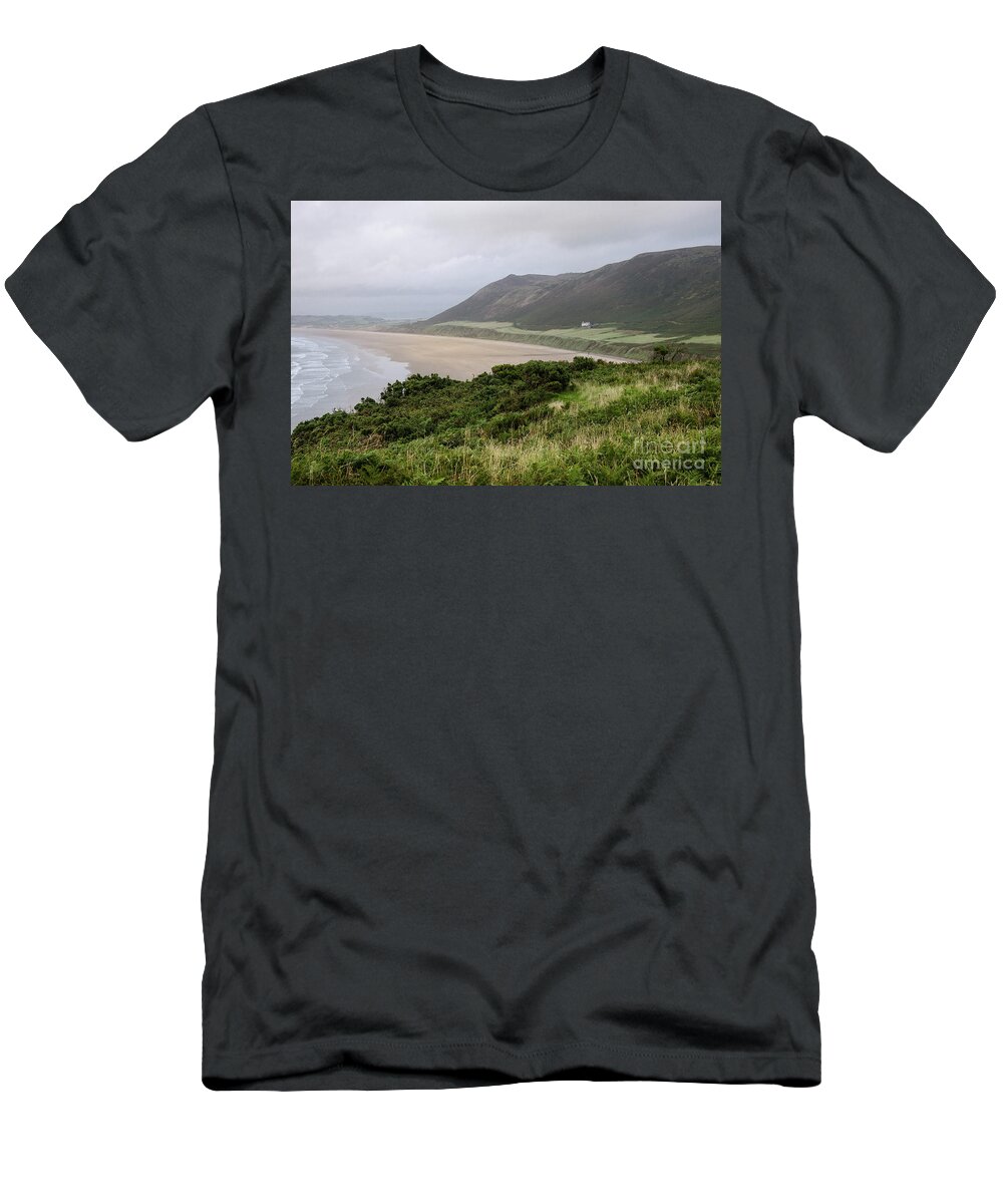 Sunset T-Shirt featuring the photograph Rhossili Bay, South Wales by Perry Rodriguez