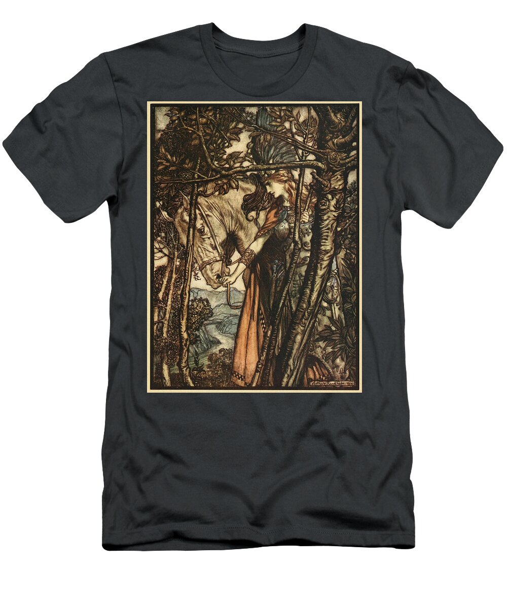 Arthur Rackham - Wagner's Ring Cycle The Valkyrie (1910) 5 T-Shirt featuring the painting RING CYCLE The Valkyrie by Arthur Rackham