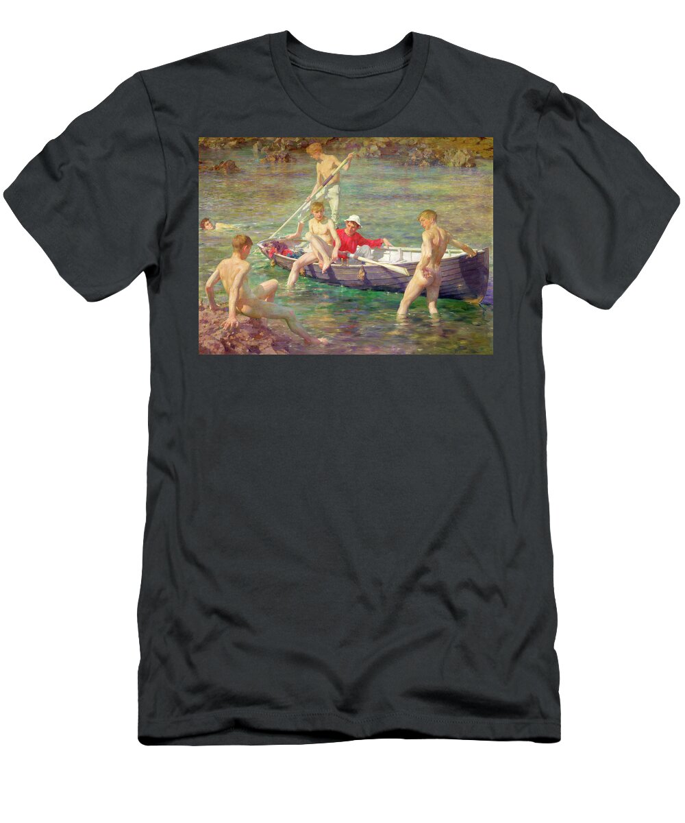 Henry Scott Tuke T-Shirt featuring the painting Ruby Gold and Malachite #3 by Henry Scott Tuke