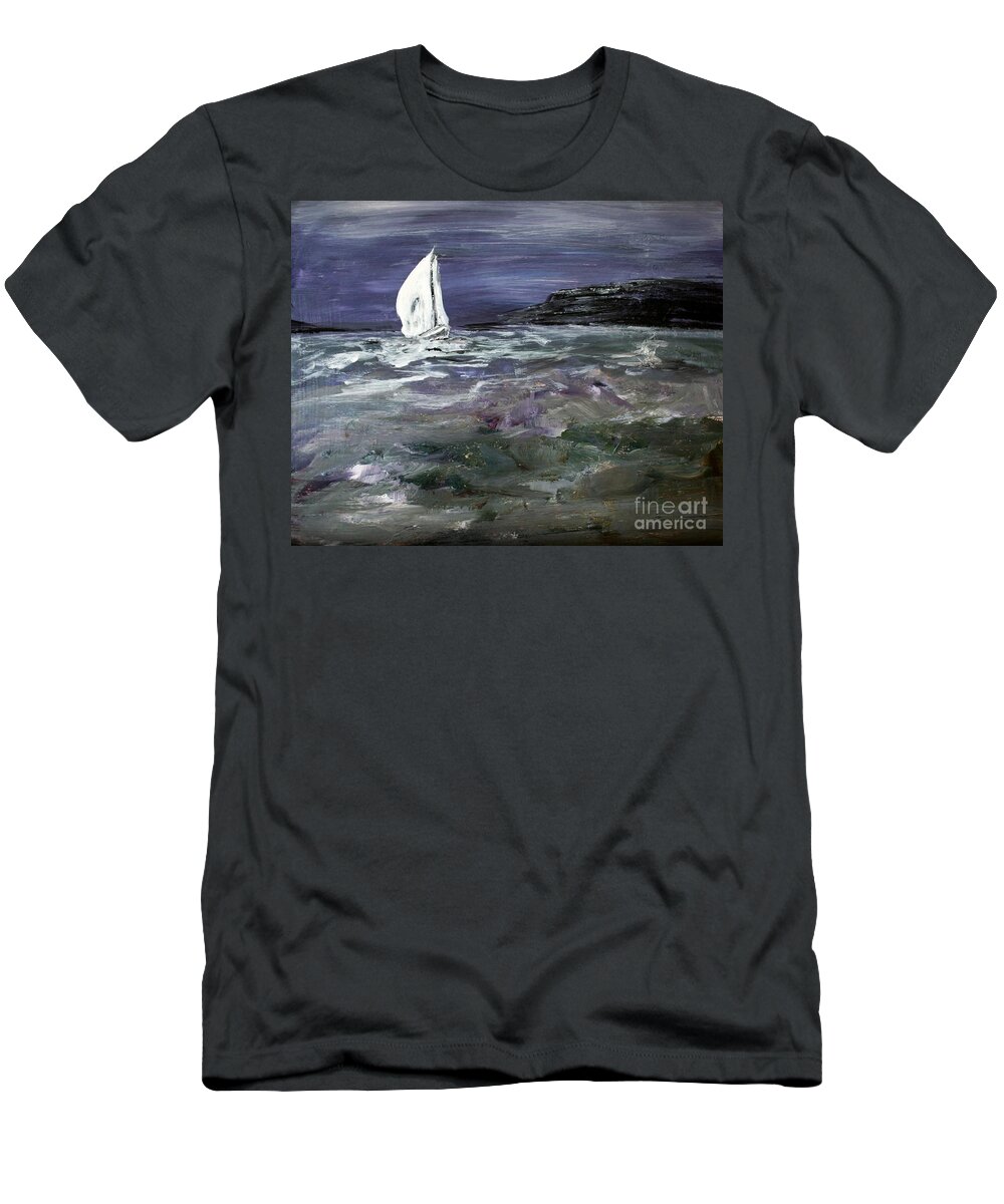 Sailboat T-Shirt featuring the painting Sailing the Julianna by Julie Lueders 