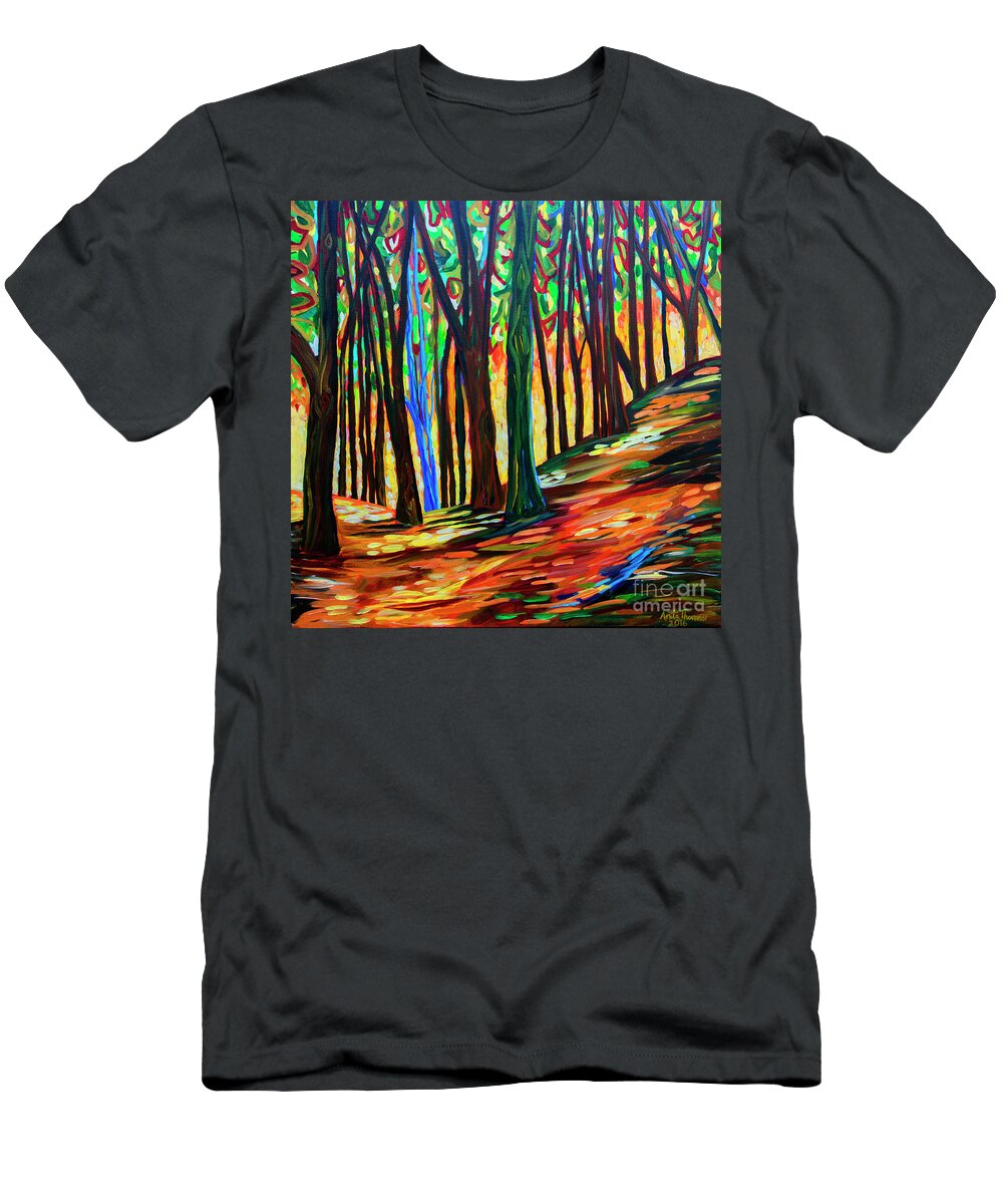 Abstract T-Shirt featuring the painting Sherman Falls Forest #1 by Anita Thomas