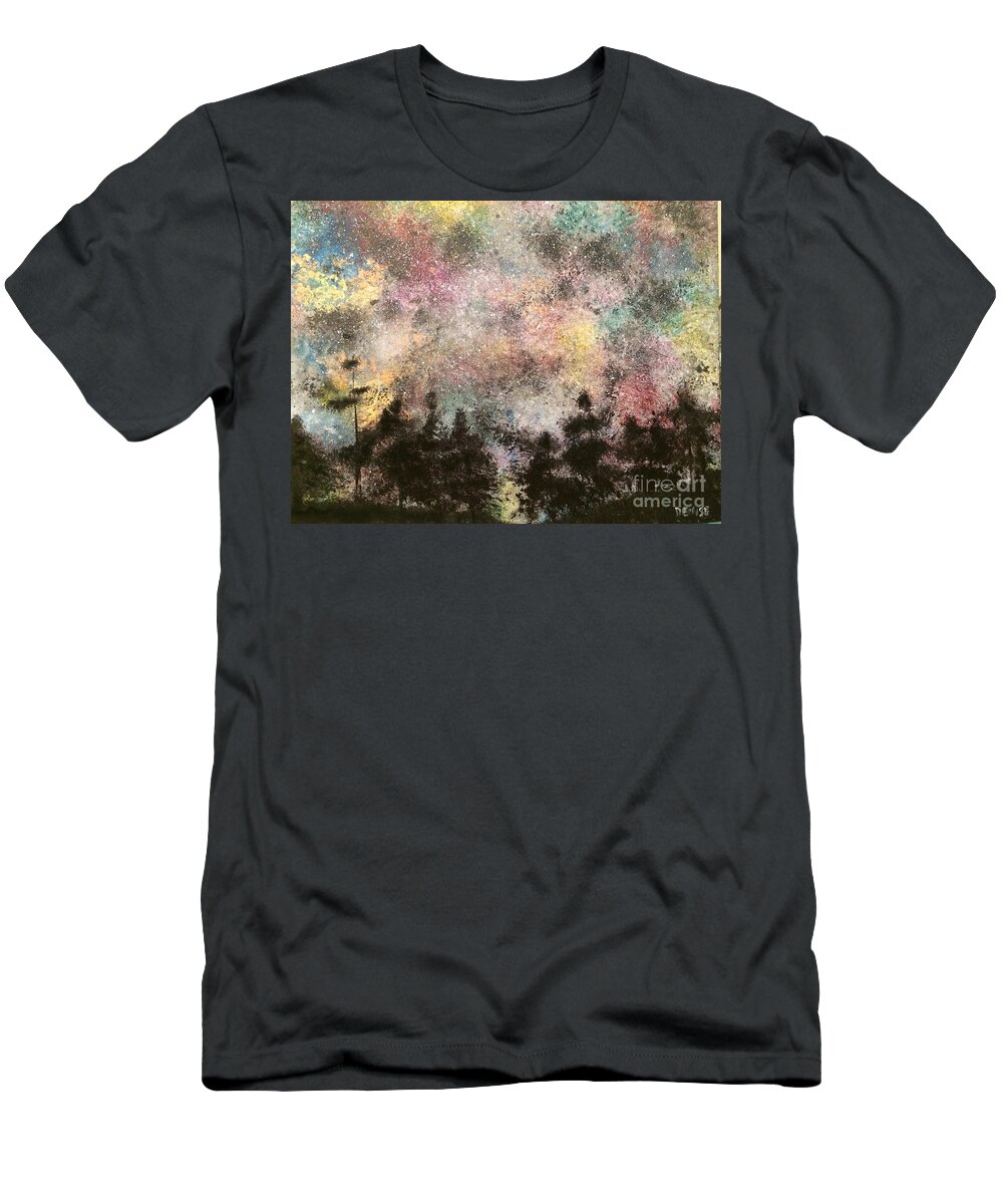 Sky T-Shirt featuring the painting Silent Night #1 by Denise Tomasura