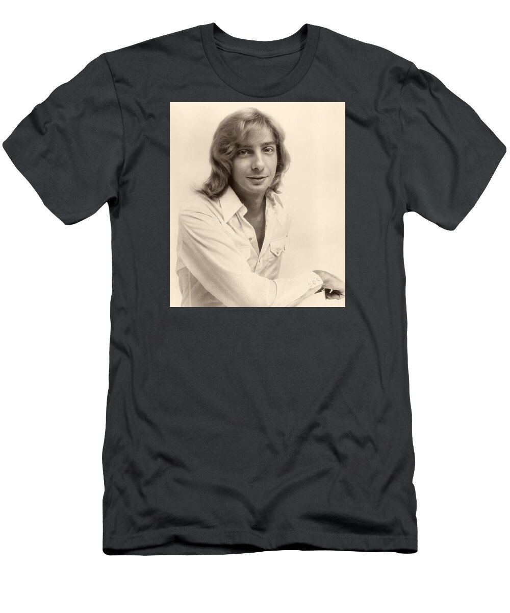 Publicity Photo T-Shirt featuring the photograph Singer Barry Manilow 1975 #1 by Mountain Dreams