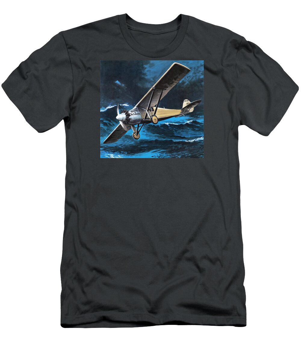 Pilots T-Shirt featuring the painting Spirit of St Louis by Wilf Hardy