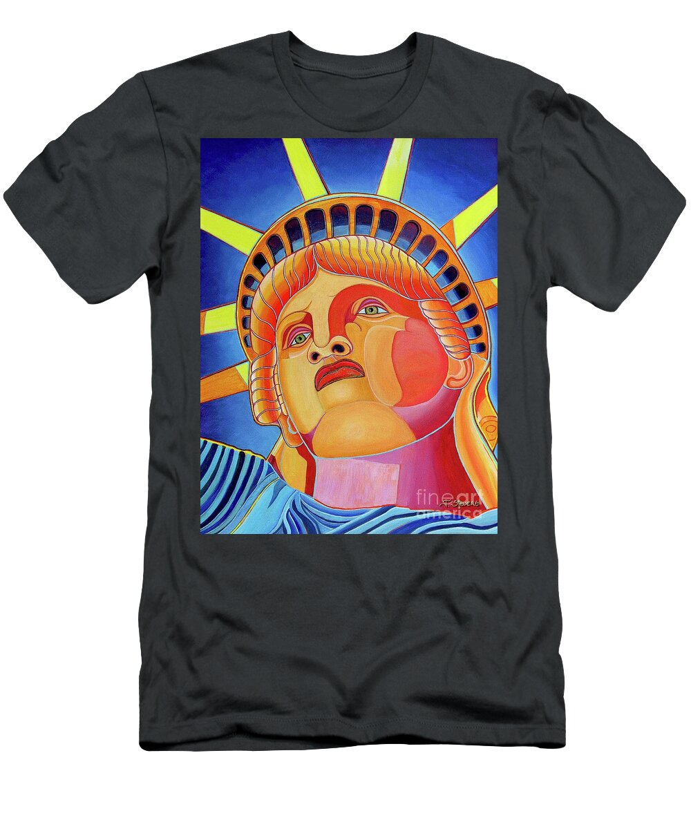 Statue Of Liberty T-Shirt featuring the painting Statue of Liberty #1 by Joseph J Stevens