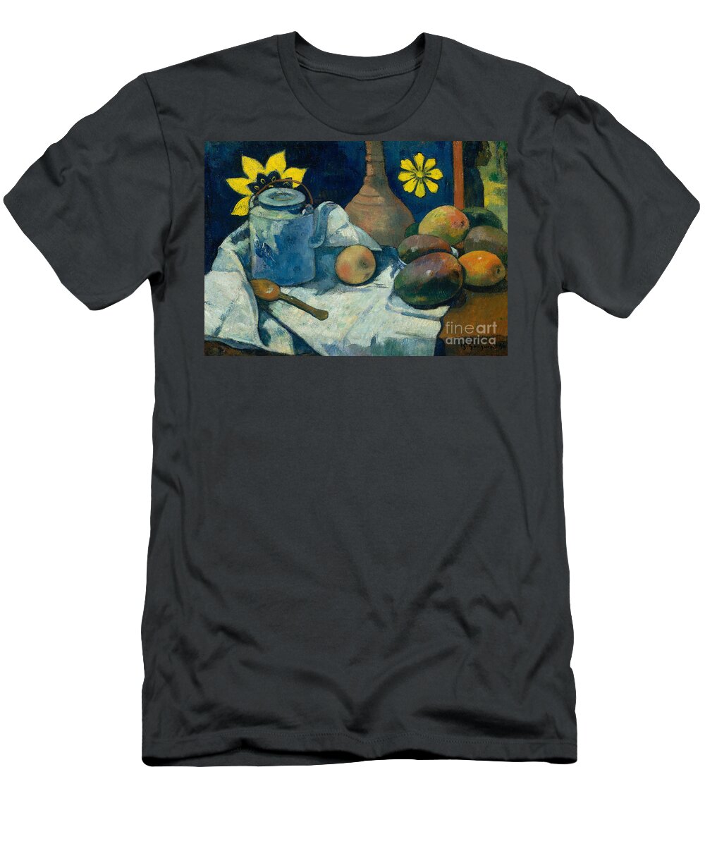 Still Life With Teapot And Fruit T-Shirt featuring the painting Still Life with Teapot and Fruit by Paul Gauguin