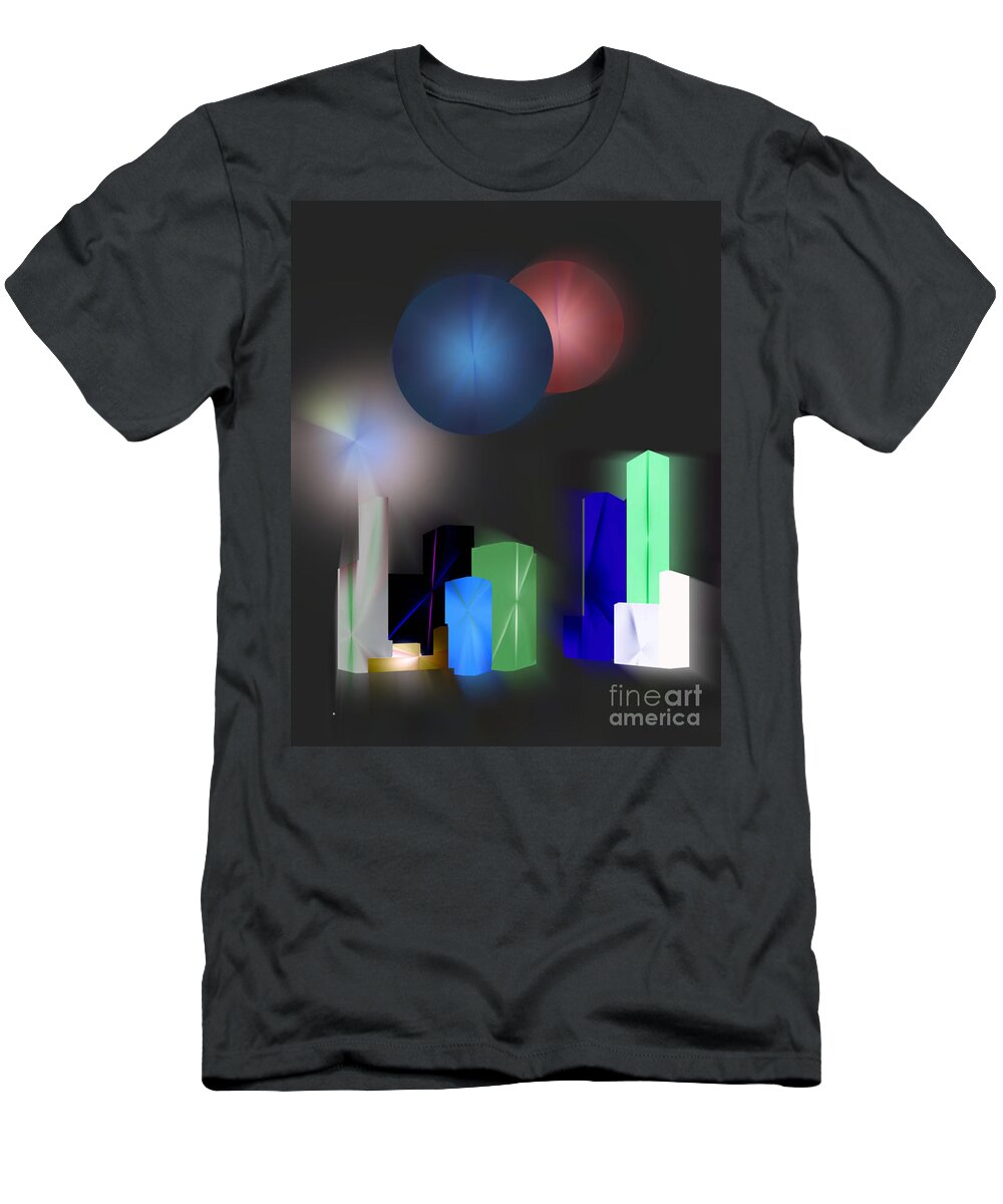 Abstract T-Shirt featuring the digital art Surreal City #1 by John Krakora