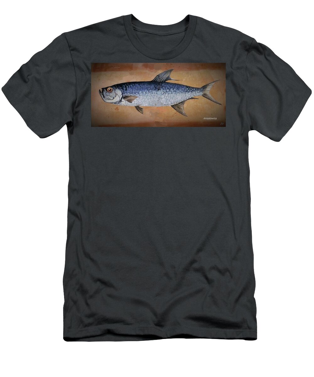 Fishing Tropical Fish T-Shirt featuring the painting Tarpan #2 by Andrew Drozdowicz