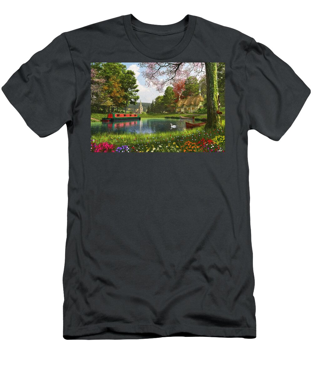 Cottage T-Shirt featuring the digital art The Valley Cottage Variant 1 #2 by MGL Meiklejohn Graphics Licensing