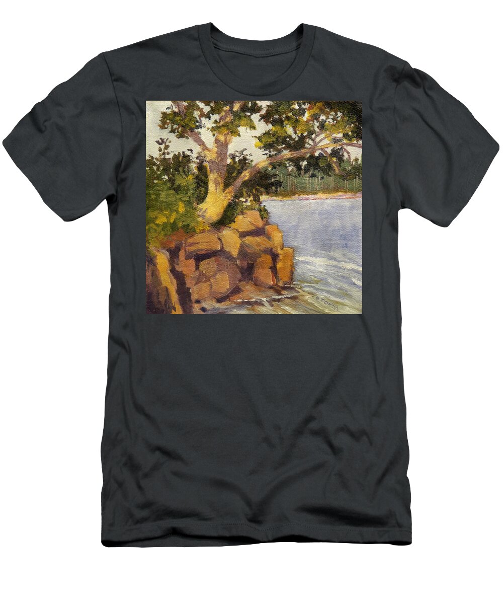 Tree At Bradford S. Point T-Shirt featuring the painting Tree at Bradford S. Point - Art by Bill Tomsa by Bill Tomsa