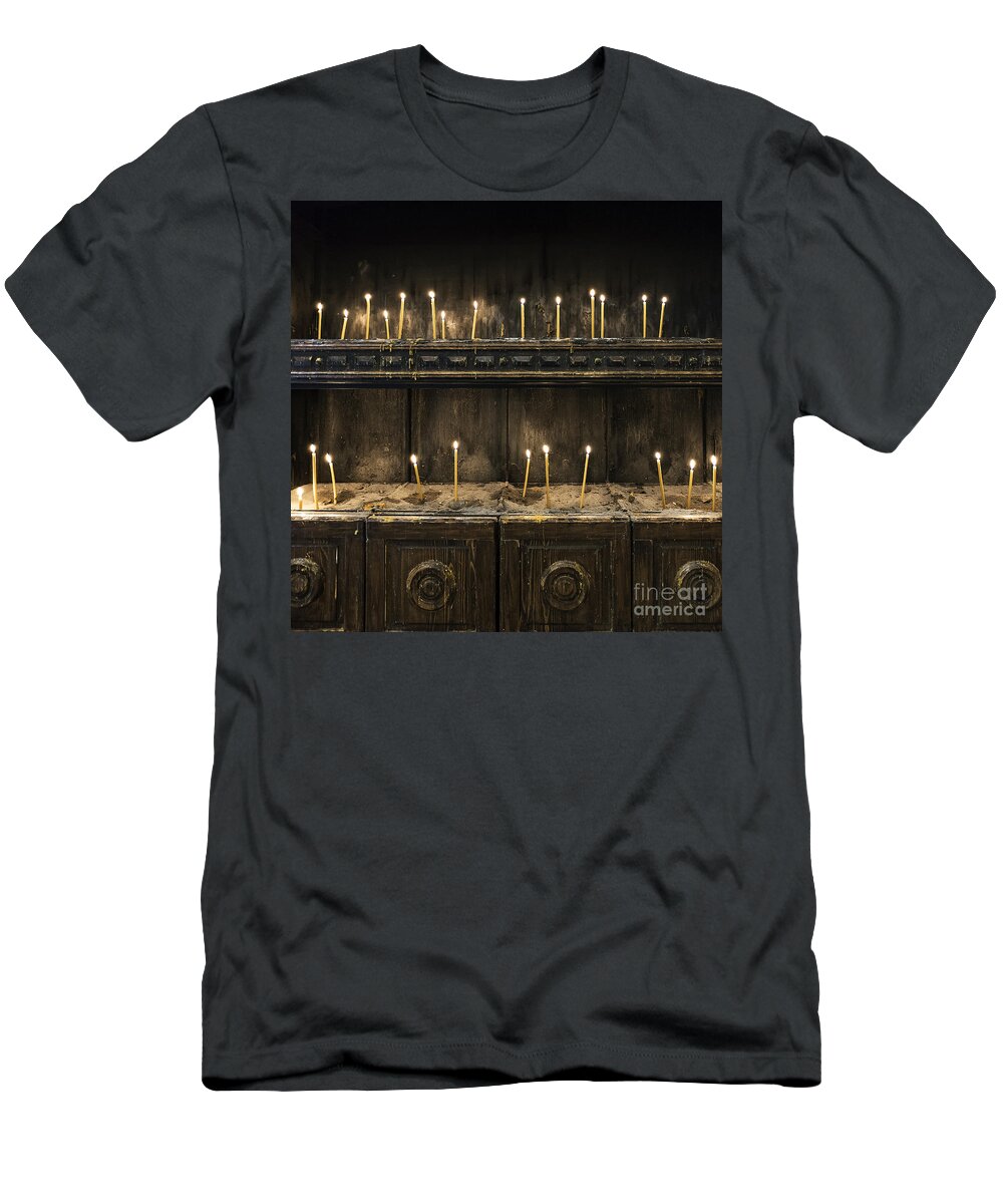 Bay Of Kotor T-Shirt featuring the photograph Votives #1 by John Greim