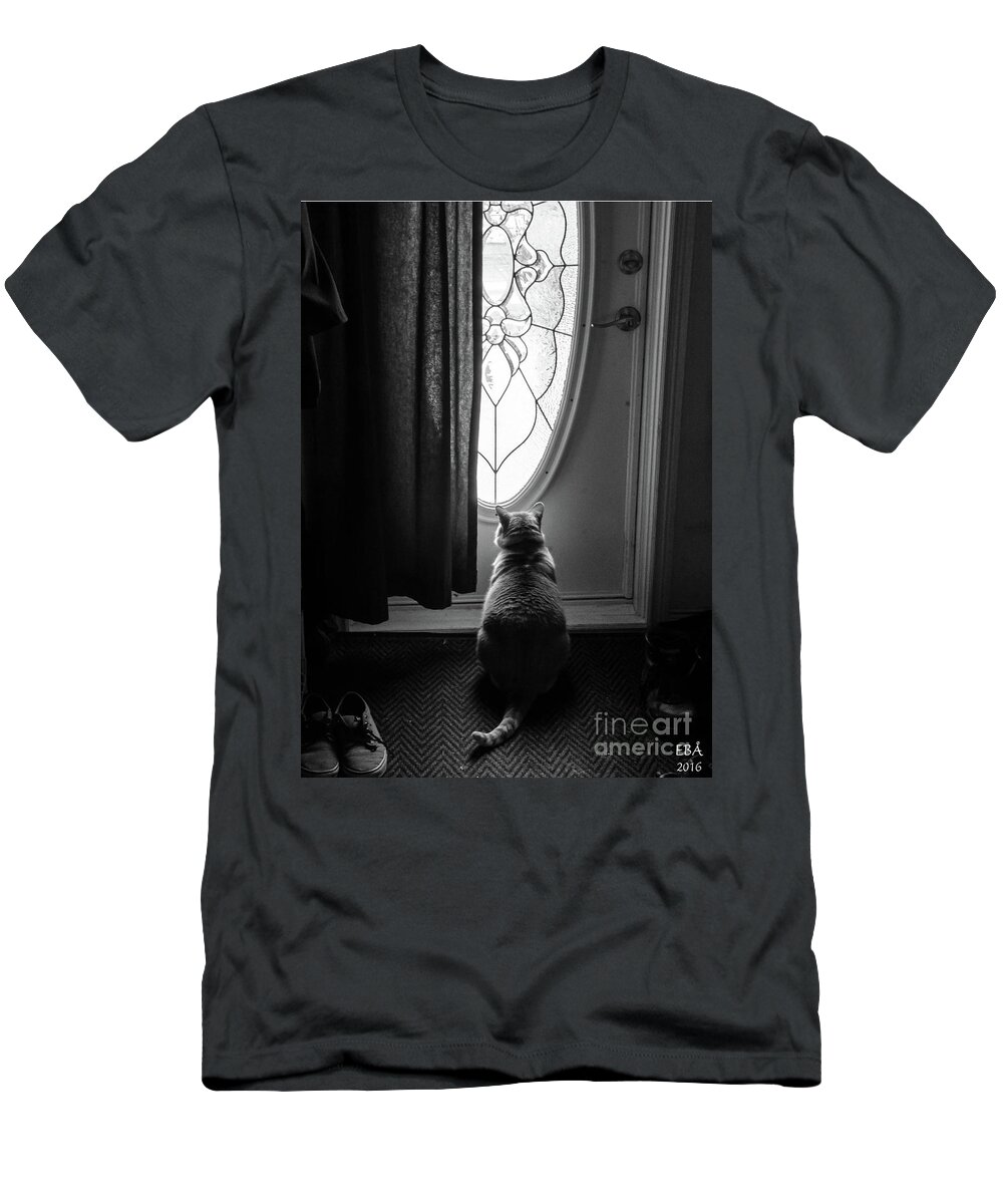 Cat T-Shirt featuring the photograph Waiting for Spring #1 by Elaine Berger