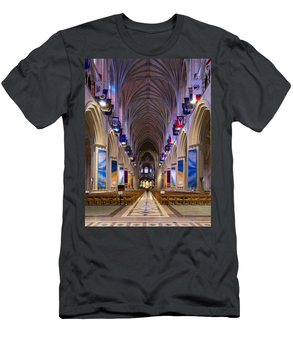 Washington T-Shirt featuring the photograph Washington National Cathedral - Washington DC #1 by Brendan Reals