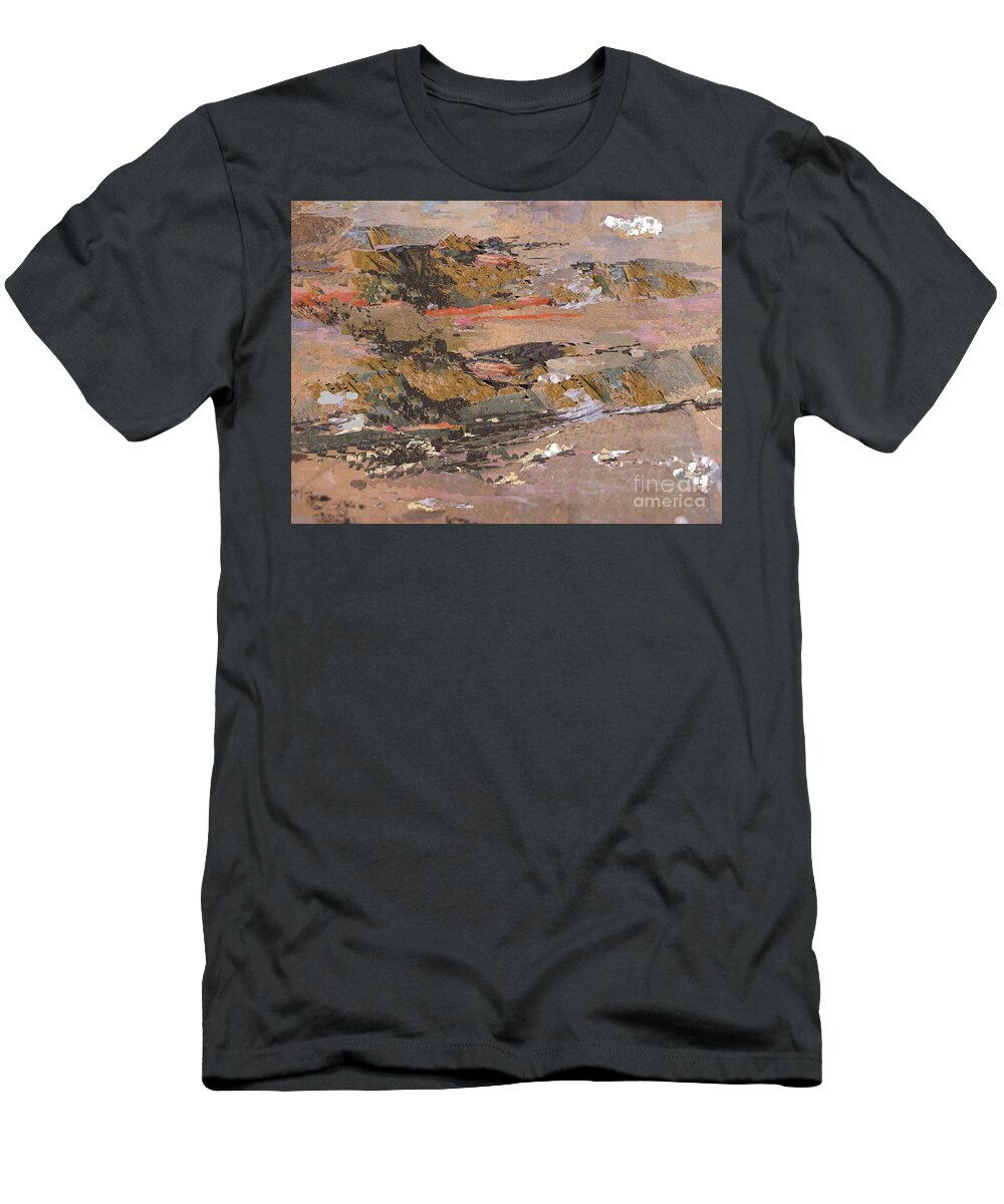 Mixed Media Mountain Abstract Landscape T-Shirt featuring the mixed media Way Out West #1 by Nancy Kane Chapman
